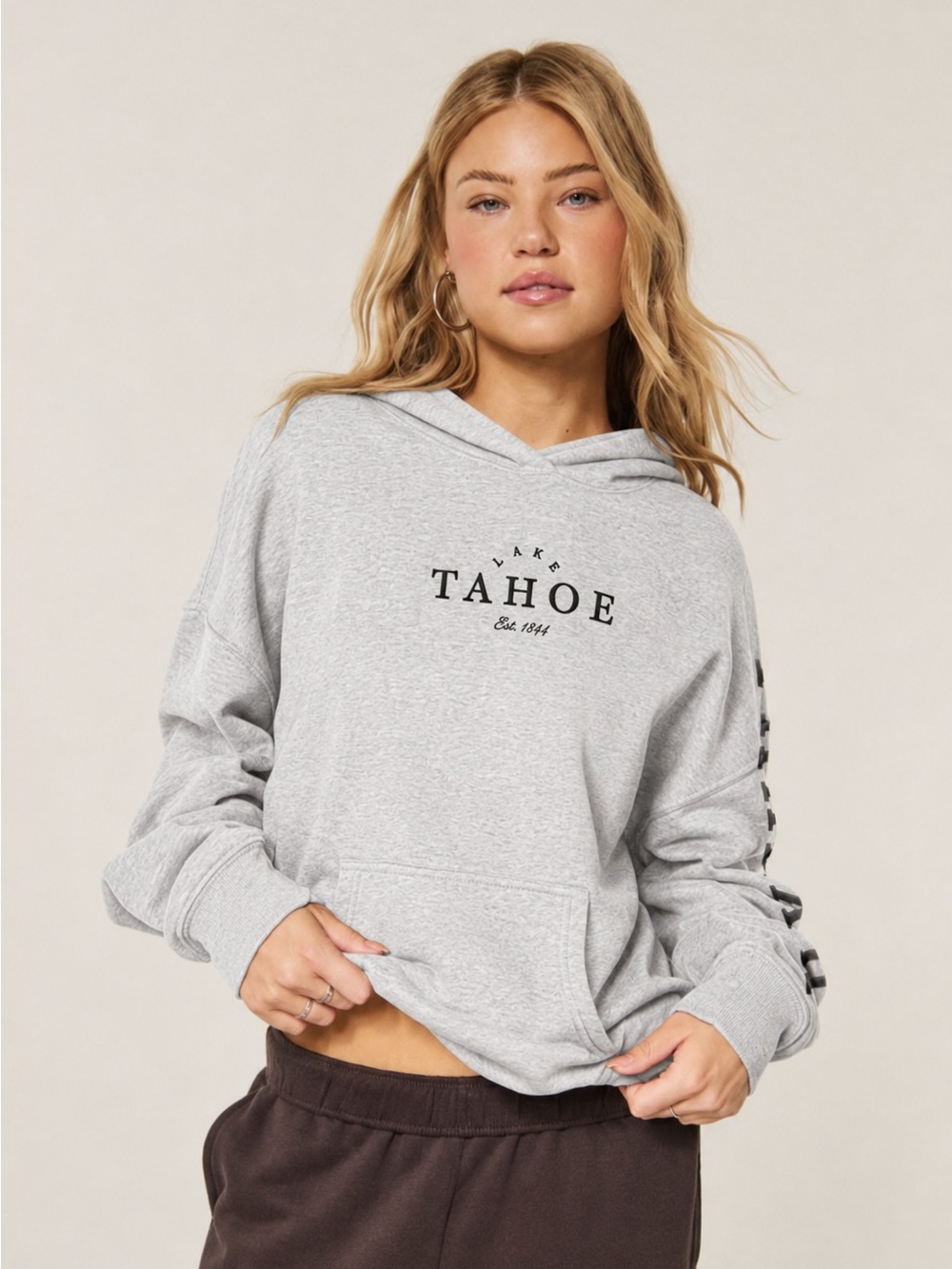Hollister Lake Tahoe Graphic Hoodie - Light Gray